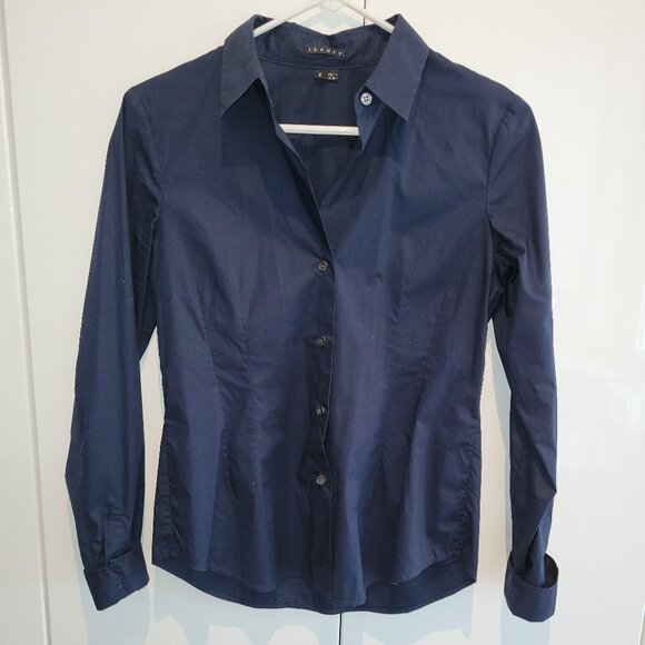Theory Cotton Button-down Fitted Shirt Size S - Picture 1 of 9